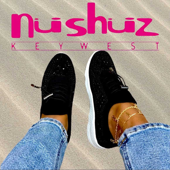 Restocked! Italina GEMA Lace Up Black Knit Platform Bubble Rhinestone Sneakers - Picture 11 of 12